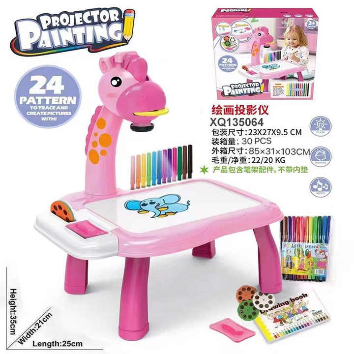 Smart Giraffe Style Projector With Light And Music ( pink )