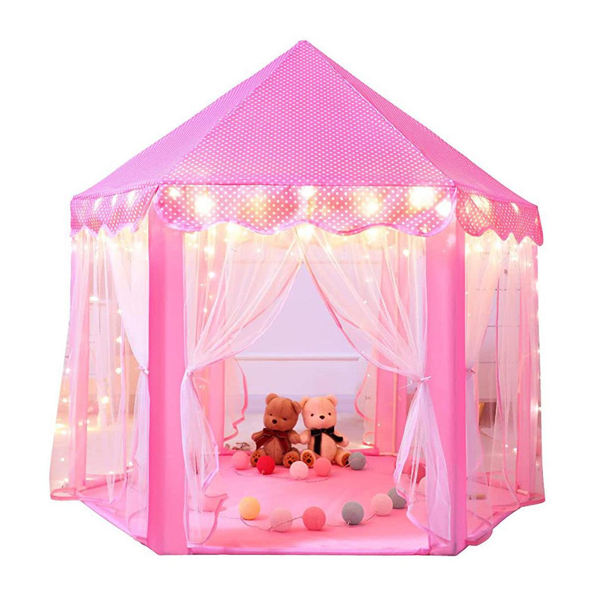 Princess Castle Tent For Girls Fairy Play Tents for Kids Hexagon Playhouse Toys For Children Or Toddlers Indoor Or Outdoor Games