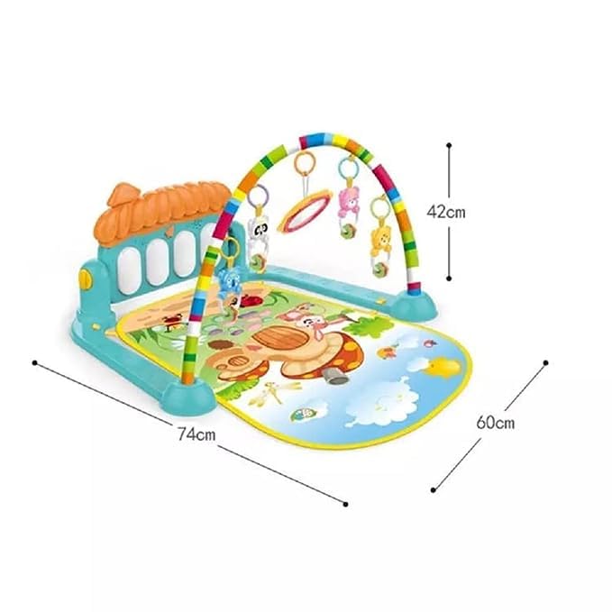 Baby Piano Fitness Rack Play Mat Gym & Fitness Rack with Hanging Rattles Lights & Musical Keyboard Mat Piano Toys for Babies (Baby Gym Piano) Multicolour