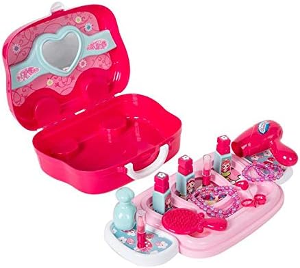 Toys N Smile Beauty Makeup Pretend Play Toy Set for Girl with Makeup Accessories and Carry Suitcase,Plastic,Multi color(Pack of 19 pcs)