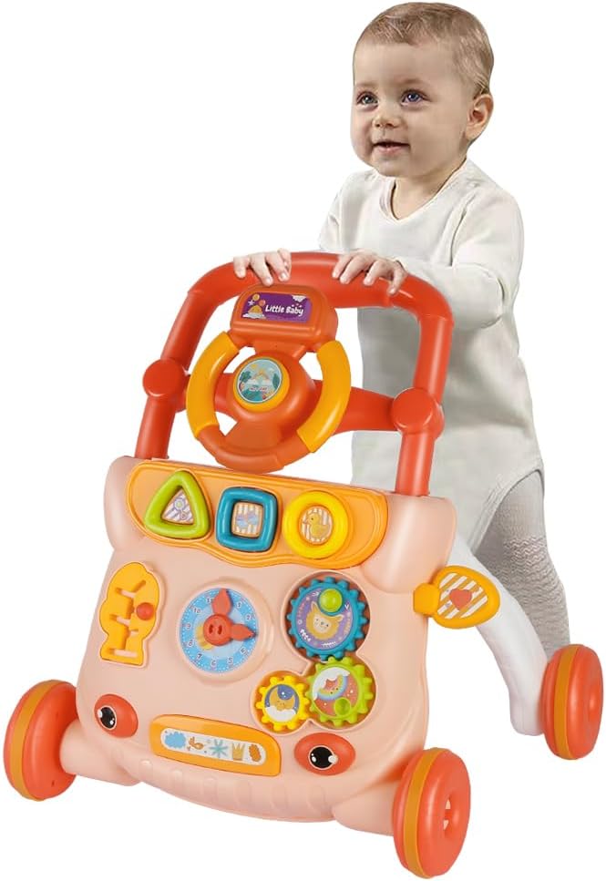 Baby Learning Walker Sit-To-Stand Learning Walker Kids Activity Center With Weight Gain Design Table Lights Music Phone Multifunction Educational Baby Music Learning Baby Walker Toys For 1 Year Old