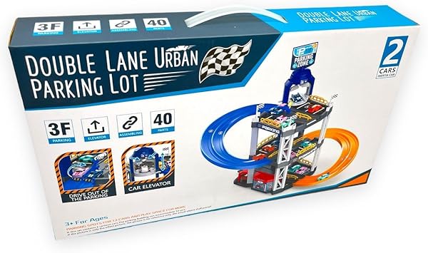 Double Lane Urban Parking Lot Toy - Track Set