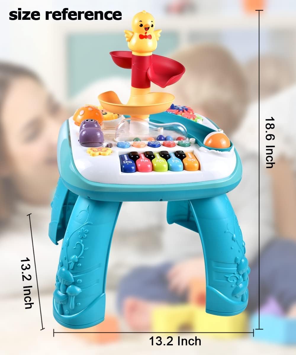 TOYBY Baby Activity Table 6 to 12 Months, Early Development Learning Table & Baby Standing Activity Center for Baby, Musical Learning Table for Toddlers 1-3, Gifts for 1 2 3 Year Old Boys Girls