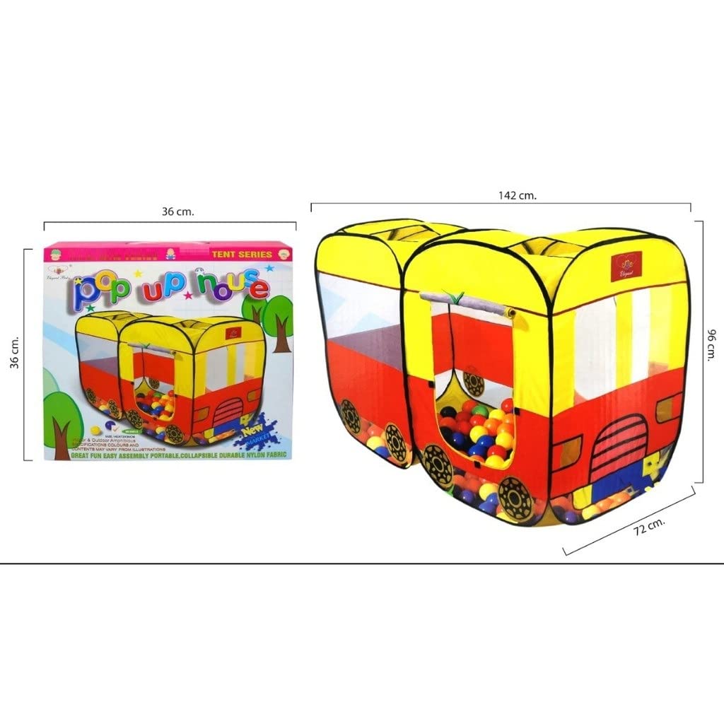 Happy GiftMart Baby Pop Up Bus Shaped Tent House, Foldable Kids Children's Indoor Outdoor Pop up Play Tent House 55x37x28 Inches (Multicolour)