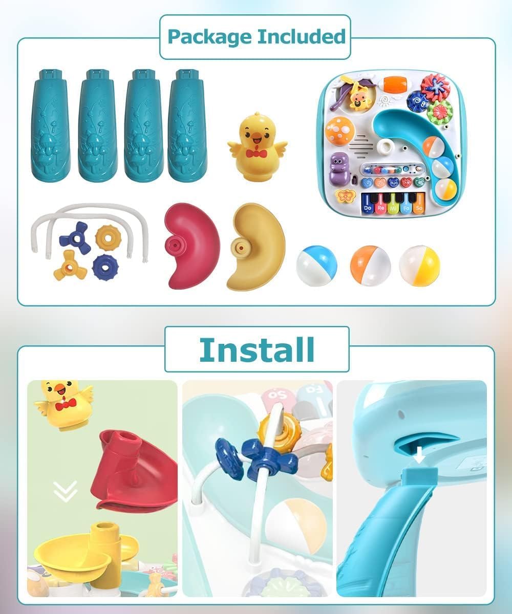 TOYBY Baby Activity Table 6 to 12 Months, Early Development Learning Table & Baby Standing Activity Center for Baby, Musical Learning Table for Toddlers 1-3, Gifts for 1 2 3 Year Old Boys Girls