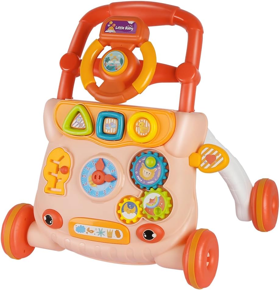 Baby Learning Walker Sit-To-Stand Learning Walker Kids Activity Center With Weight Gain Design Table Lights Music Phone Multifunction Educational Baby Music Learning Baby Walker Toys For 1 Year Old
