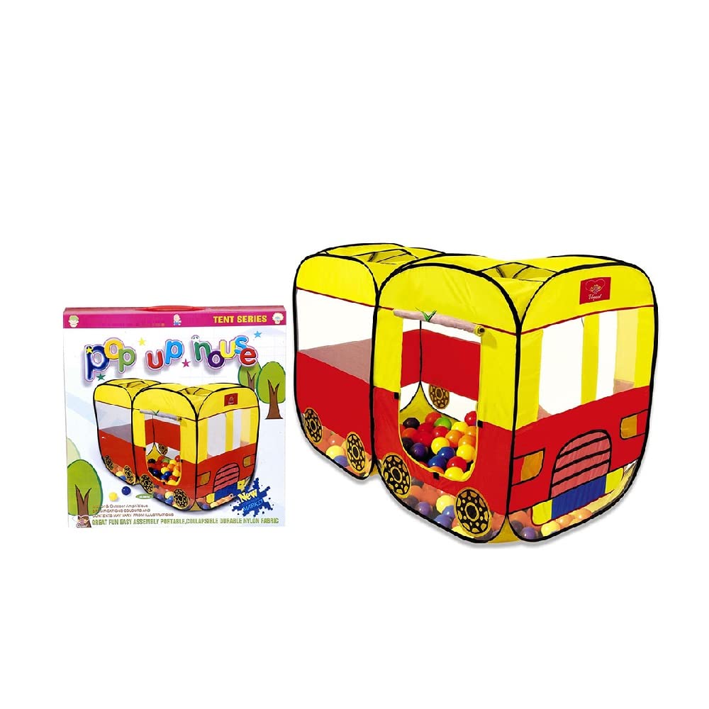 Happy GiftMart Baby Pop Up Bus Shaped Tent House, Foldable Kids Children's Indoor Outdoor Pop up Play Tent House 55x37x28 Inches (Multicolour)