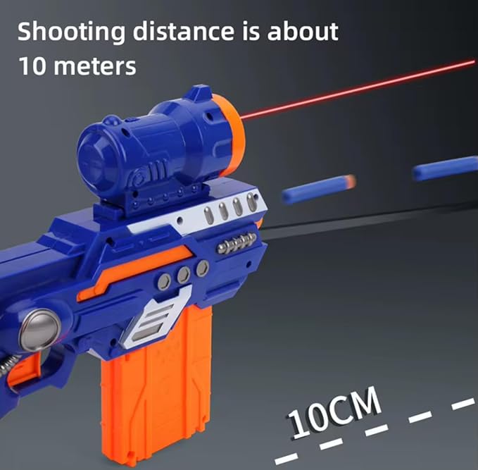 Blast Automatic Gun Soft Foam Bullets 10 Meter Fire Range, Blue and Orange