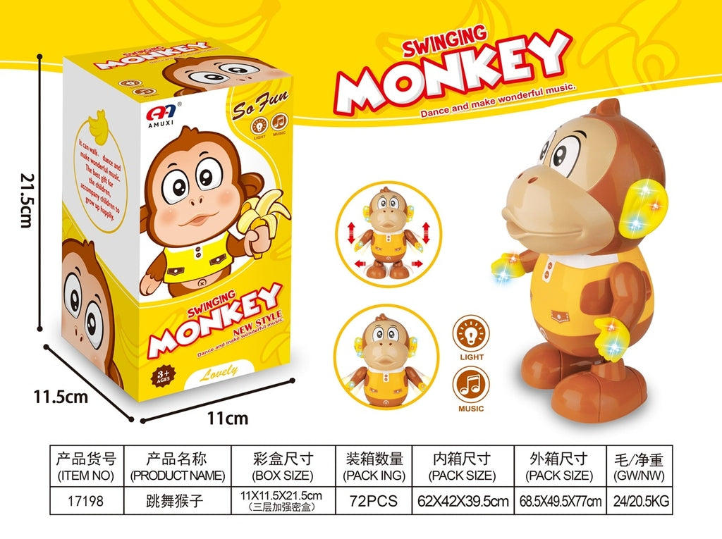 Electric Dancing And Singing Swinging Monkey Toy With Led Lights & Music