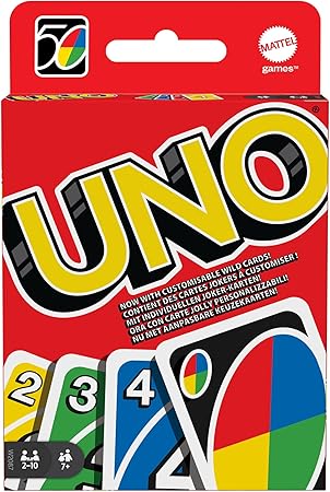 UNO - Classic Colour & Number Matching Card Game - 112 Cards - Customizable & Erasable Wild - Special Action Cards Included - Gift for Kids 7+