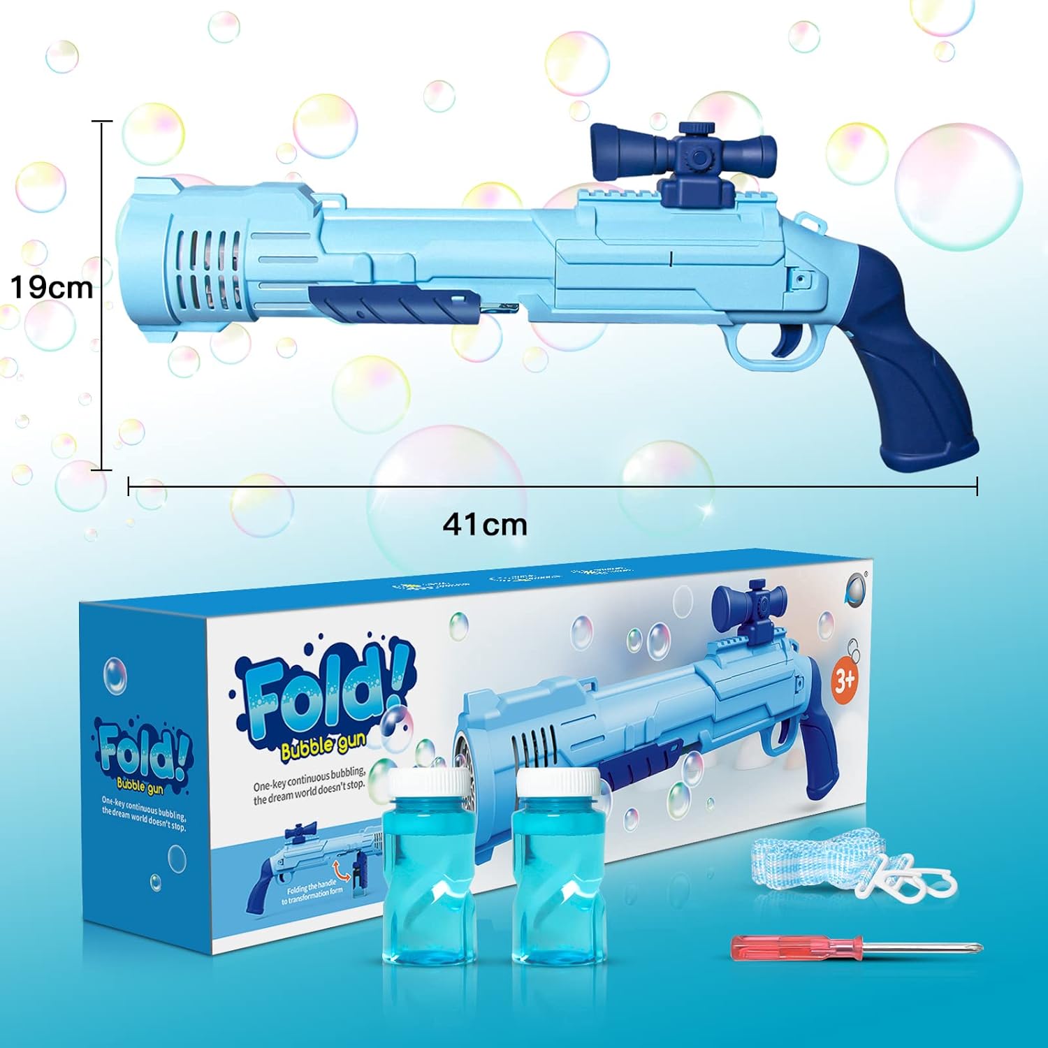 GreatPro Bubble Gun Rifle, Bubble Machine for Kids with 5000+ Bubbles per Minute with Bubble Solution, 2 for Outdoor Activities, Party, Birthday Gift, Bubble Blower Toys for Kids and Toddlers