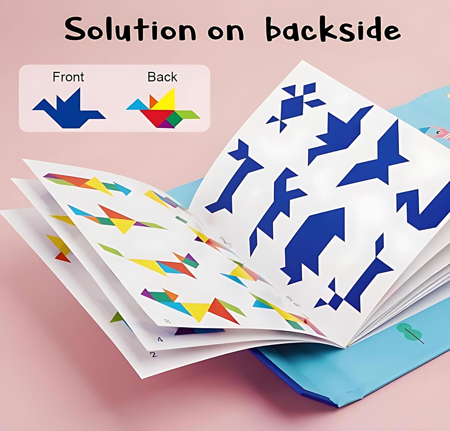 Twinkle & Shine Wooden Tangram with Magnetic Puzzle Book | Jigsaw Shapes with Solution Challenge IQ for Kids to Adults | Educational Toy | Gift for Boys Girls Kids from 3 Years & Above