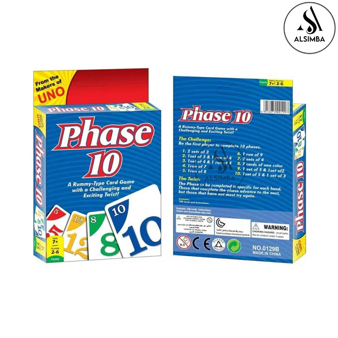 UNO Phase 10 Cards Game Best Imported Quality Special Edition 108 Cards Pack - For Kids & Adults Family Fun Games Multicolor Laminated Complete 108 Cards