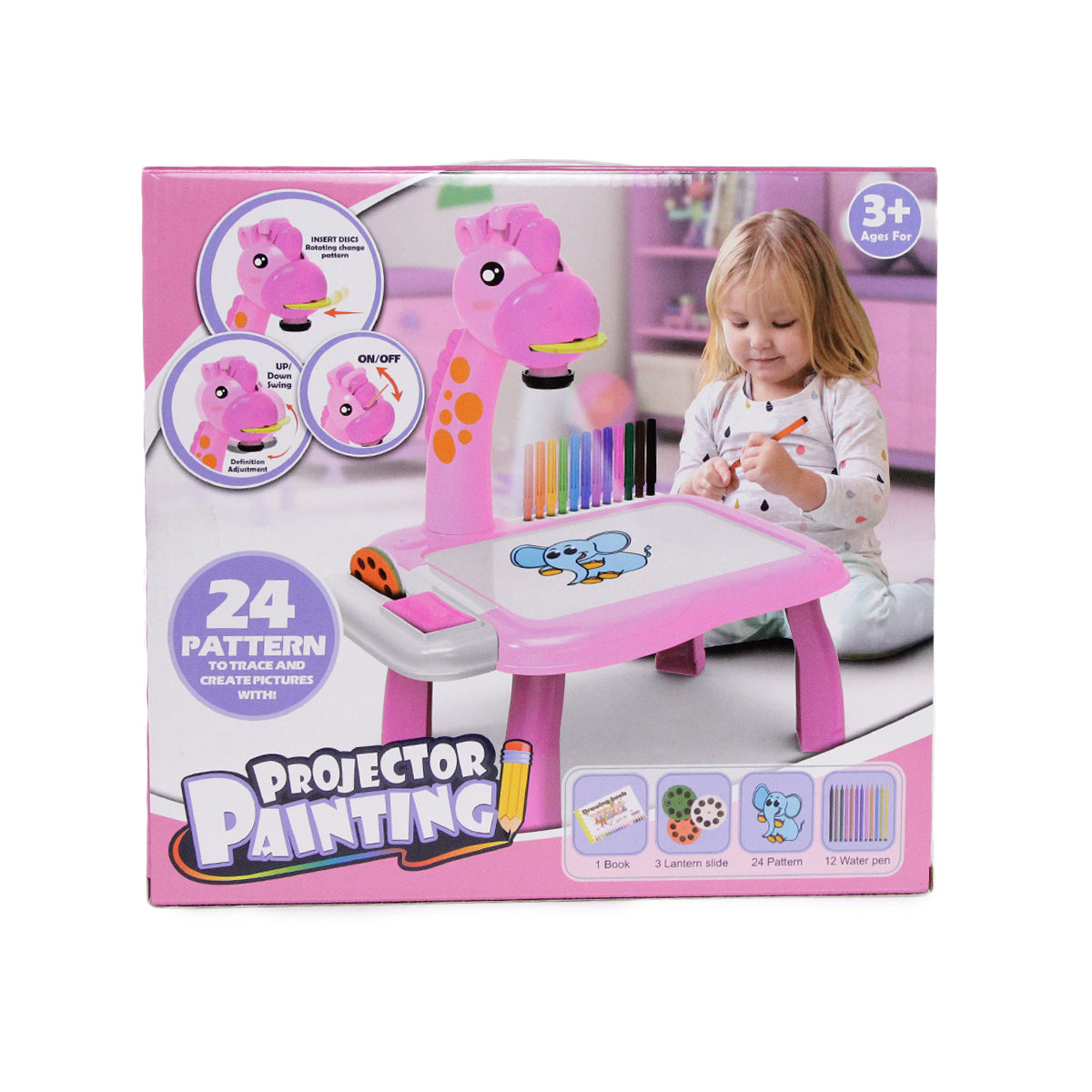 Smart Giraffe Style Projector With Light And Music ( pink )
