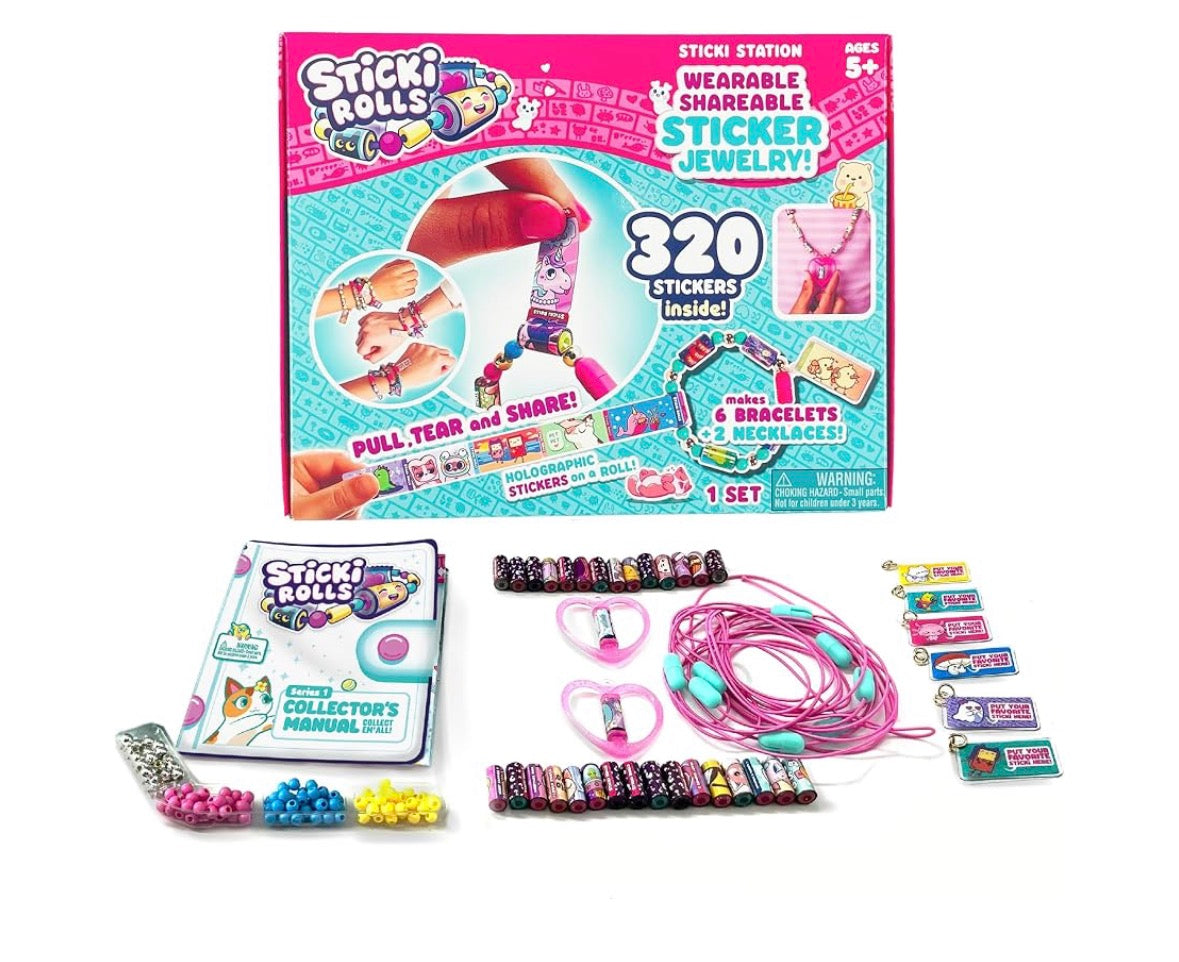 Sky Castle Sticki Rolls Sticki Station, Wearable Shareable Stickers, Ultimate DIY Sticker Jewellery Kit, Bracelets and Necklaces