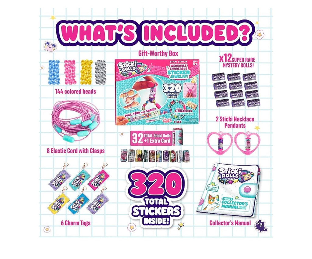 Sky Castle Sticki Rolls Sticki Station, Wearable Shareable Stickers, Ultimate DIY Sticker Jewellery Kit, Bracelets and Necklaces
