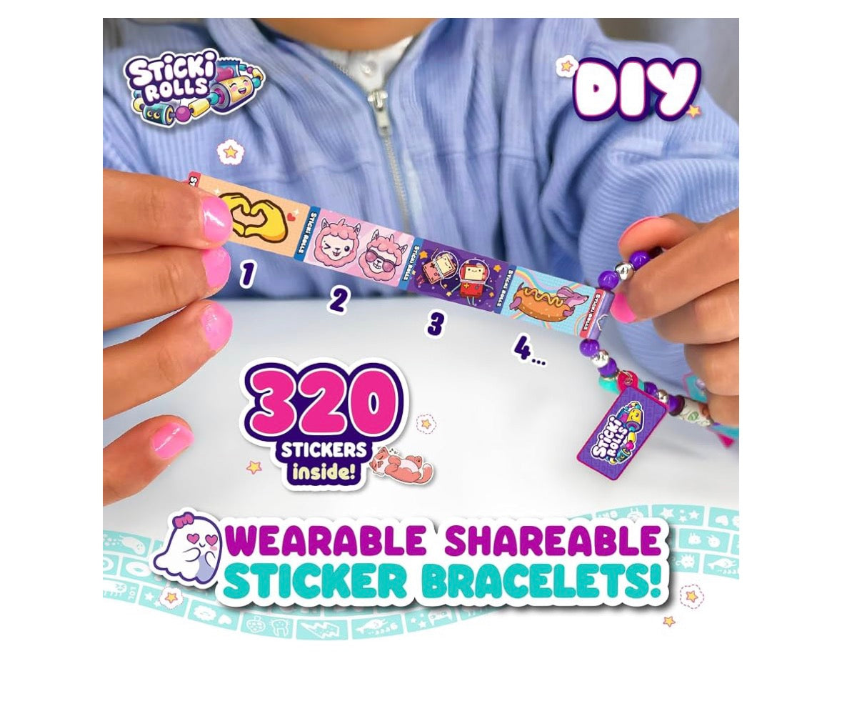 Sky Castle Sticki Rolls Sticki Station, Wearable Shareable Stickers, Ultimate DIY Sticker Jewellery Kit, Bracelets and Necklaces