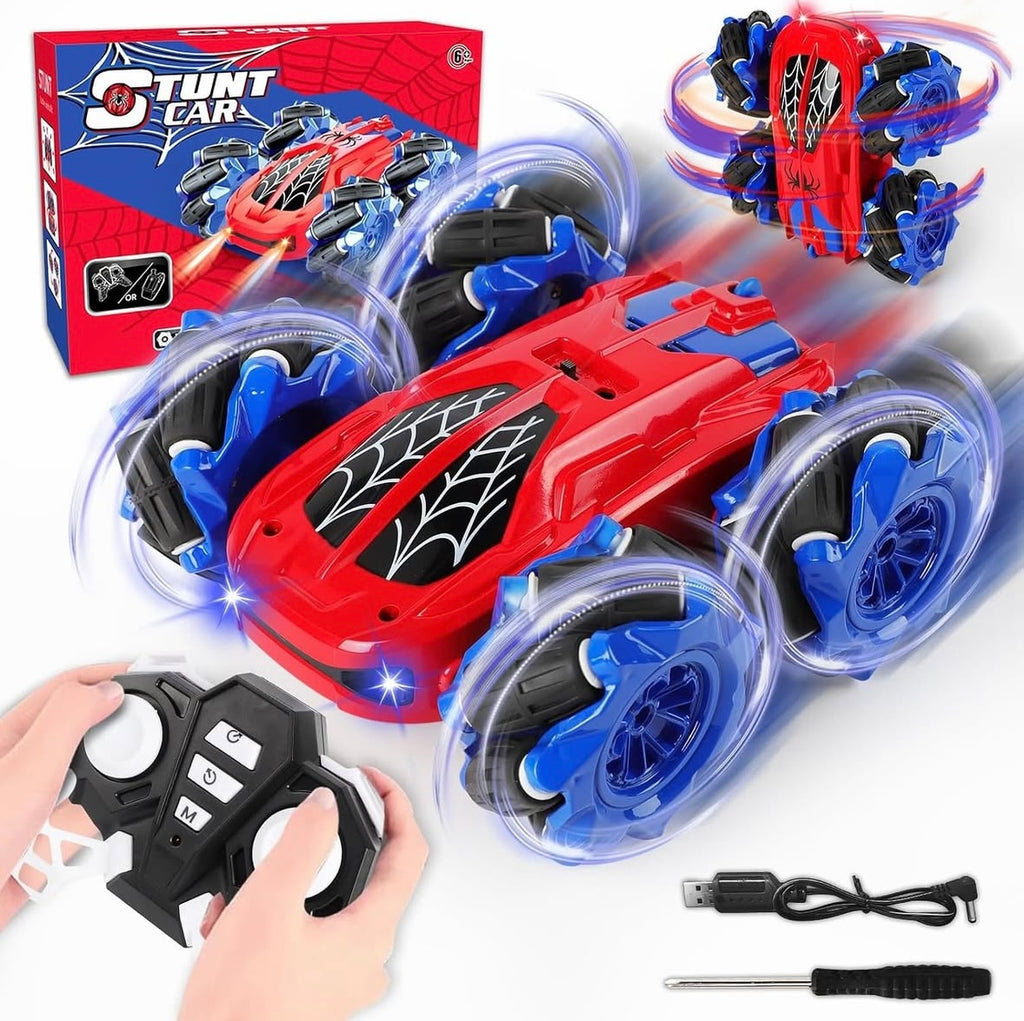 Spider Remote Control Cars for Kids, 9 Mode Stunt Car with LED Lights