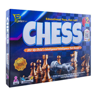 Gamex Cart Chess - 2 Games In 1 - Navy/Blue