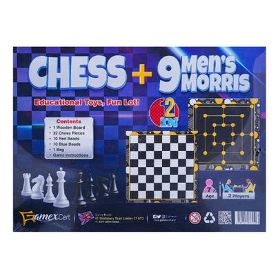 Gamex Cart Chess - 2 Games In 1 - Navy/Blue