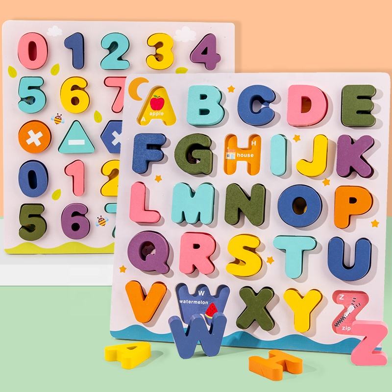 Montessori Wooden Alphabet Puzzles Abc Puzzle Board Toddlers Preschool Educational Learning Letter Toys for Boys Girls