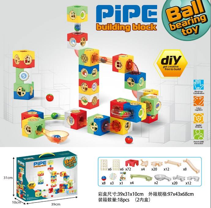 Children's Handmade DIY Ball Slide Building Blocks Toys Colored Window Educational Building Blocks Toy Games for Children