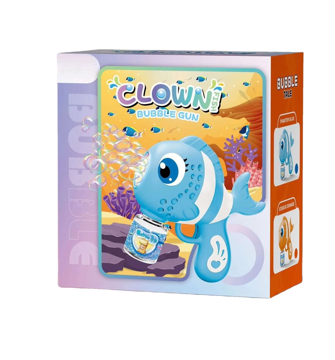 Hot Sale Cartoon Pattern Clown Fish Electric Bubble Gun Toy Summer Outdoor Plastic Bubble Water Machine