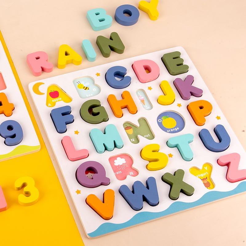 Montessori Wooden Alphabet Puzzles Abc Puzzle Board Toddlers Preschool Educational Learning Letter Toys for Boys Girls