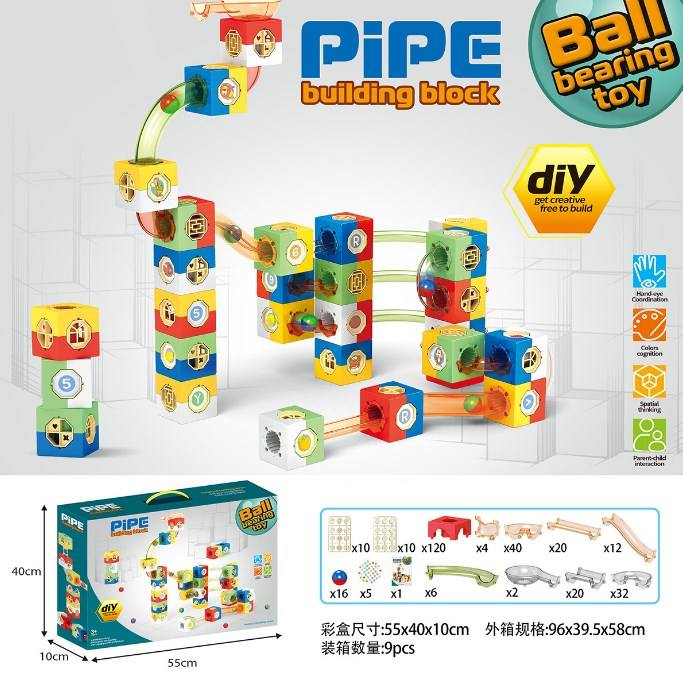 Children's Handmade DIY Ball Slide Building Blocks Toys Colored Window Educational Building Blocks Toy Games for Children