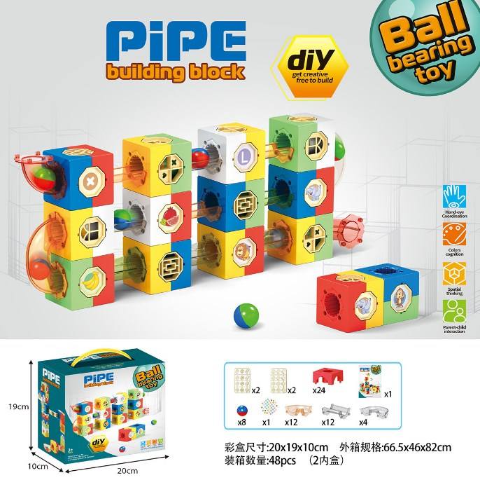 Children's Handmade DIY Ball Slide Building Blocks Toys Colored Window Educational Building Blocks Toy Games for Children