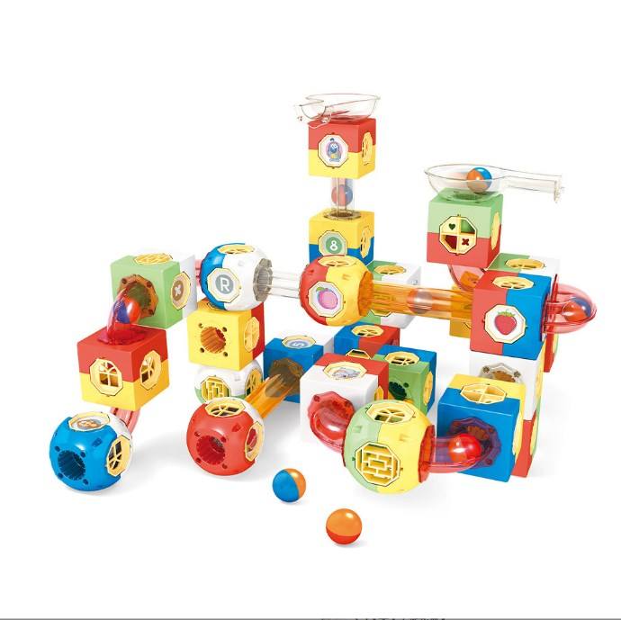 Children's Handmade DIY Ball Slide Building Blocks Toys Colored Window Educational Building Blocks Toy Games for Children