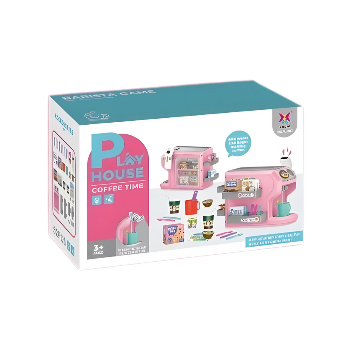 Pink Kids Coffee Machine Playset With Play Food And Supermarket Ordering Toy (XJ583)