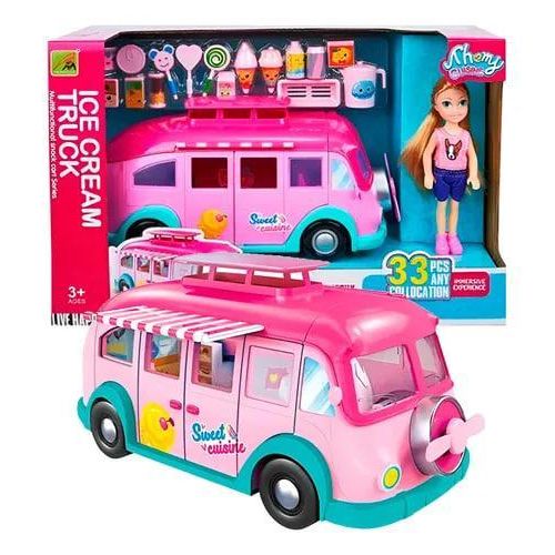 pink ice cream truck and doll playset