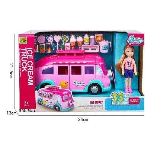 pink ice cream truck and doll playset