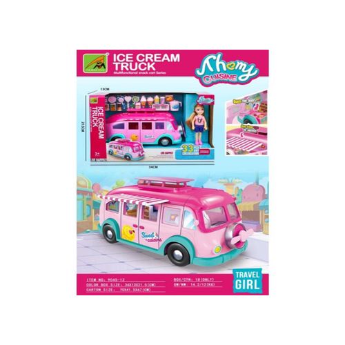 pink ice cream truck and doll playset