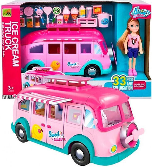 pink ice cream truck and doll playset