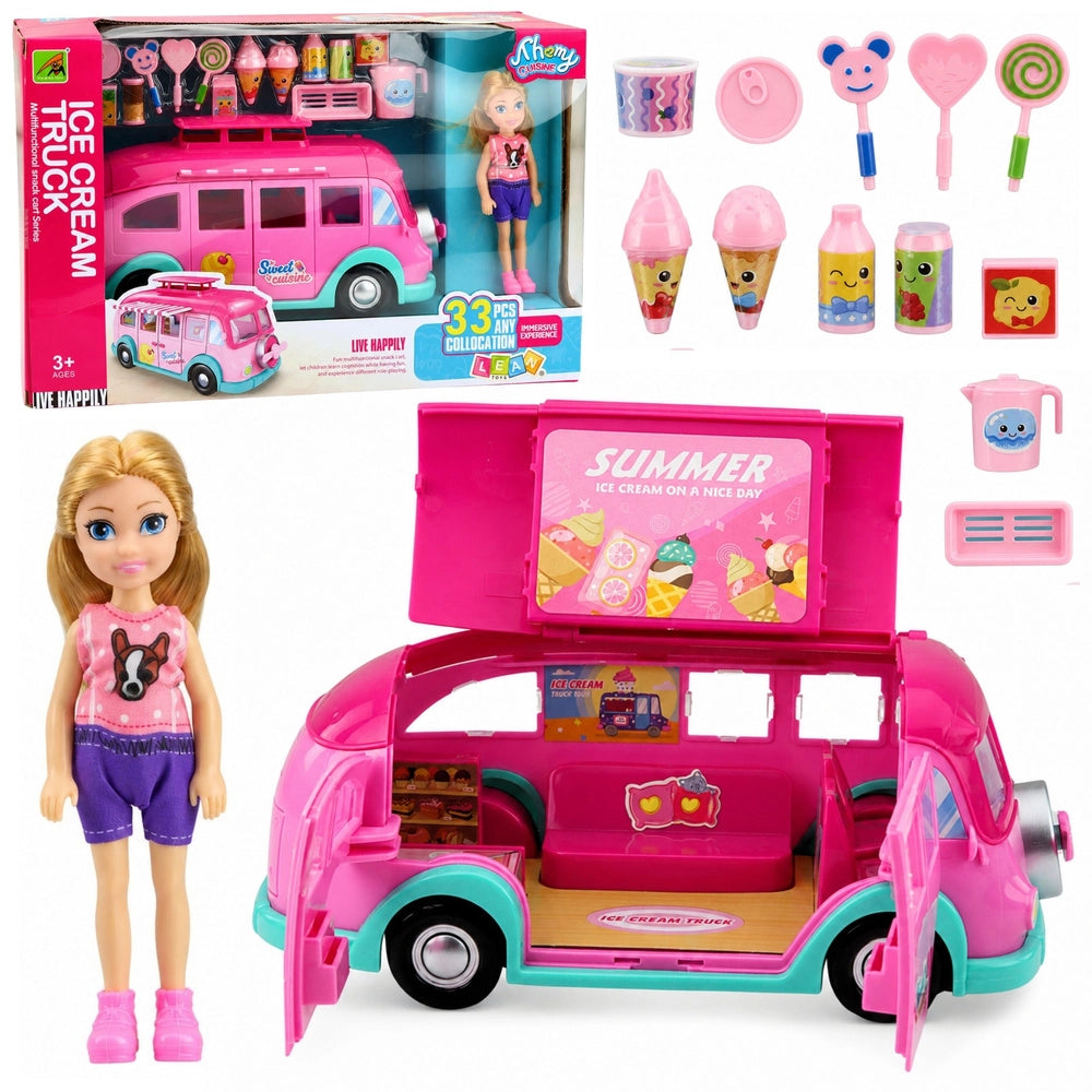 pink ice cream truck and doll playset