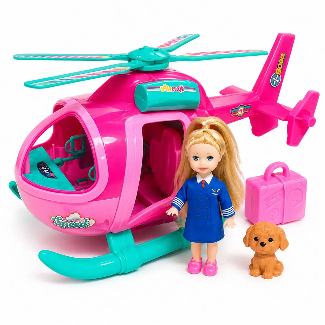 helicopter and doll playset