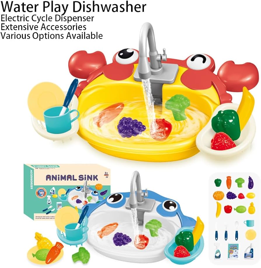 Animal Sink Playset electric circulating water kitchen/dishwashing toy