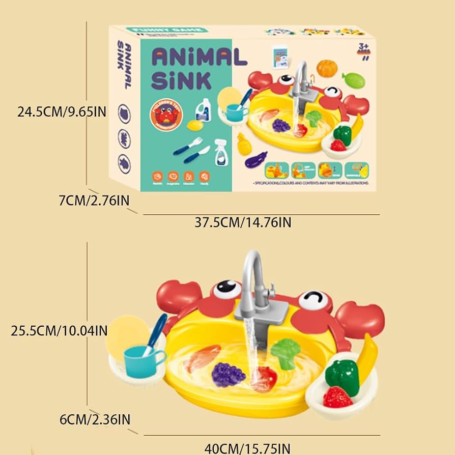 Animal Sink Playset electric circulating water kitchen/dishwashing toy
