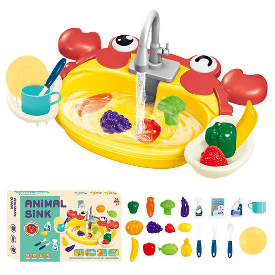 Animal Sink Playset electric circulating water kitchen/dishwashing toy