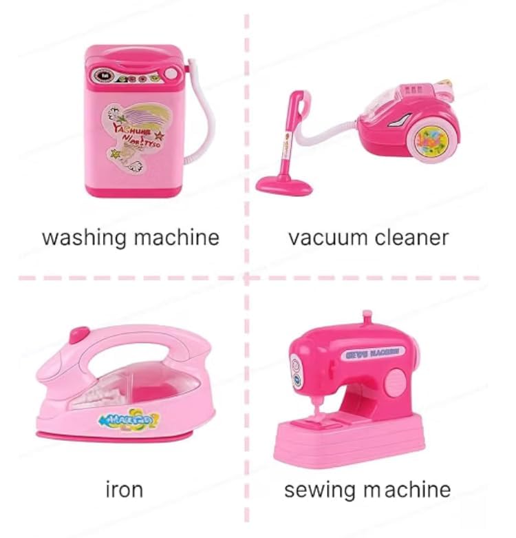 Kids Household Toy Set with Washing Machine, Vacuum & Iron