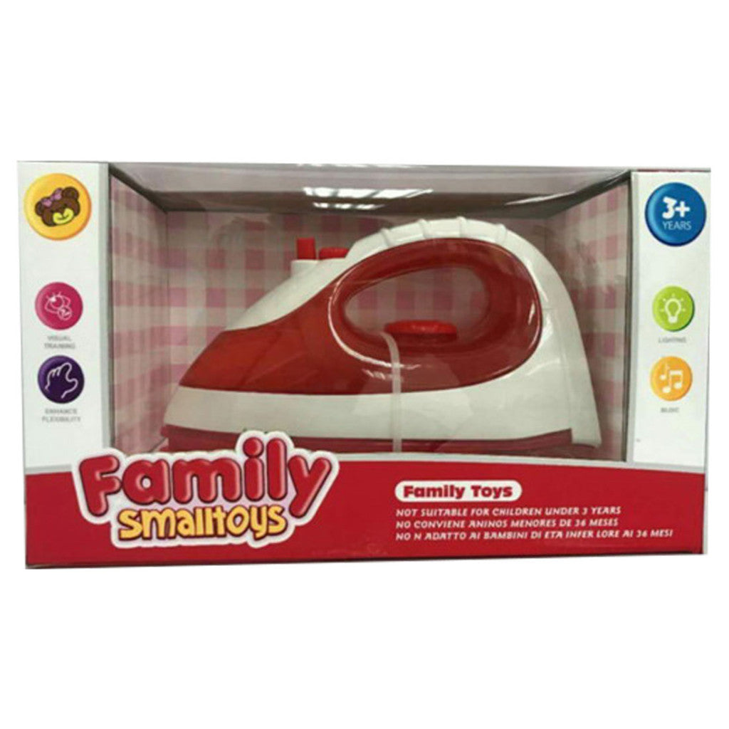 Battery Operated Toy Iron for Kids Light & Music Play (Red Color)