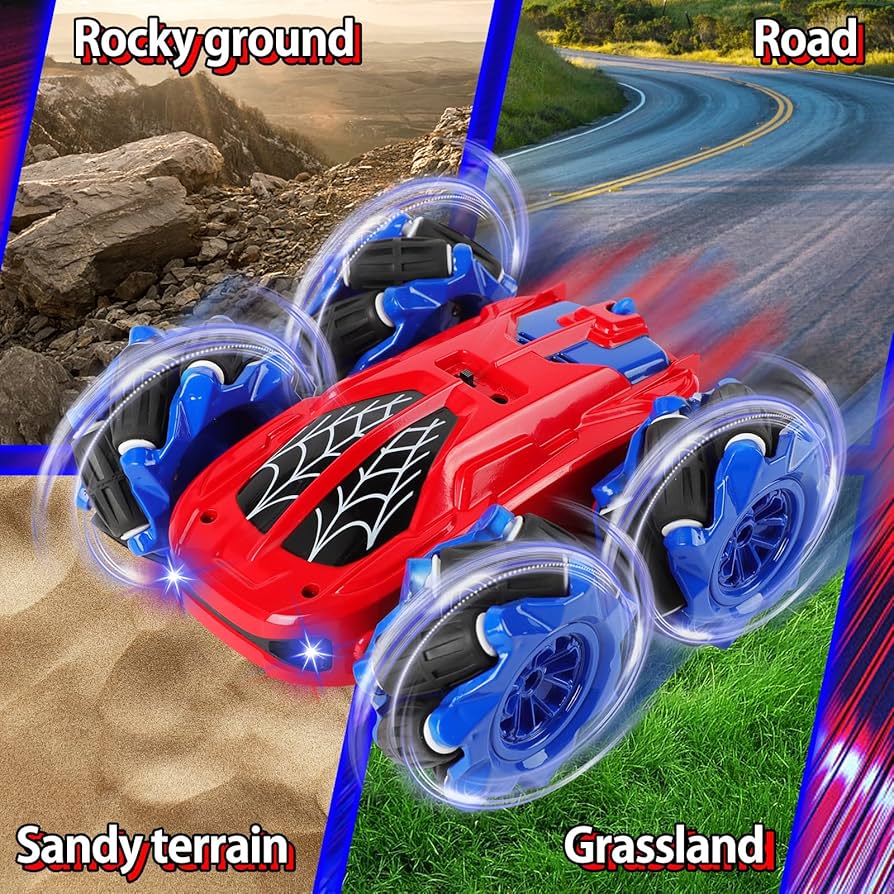 Spider Remote Control Cars for Kids, 9 Mode Stunt Car with LED Lights