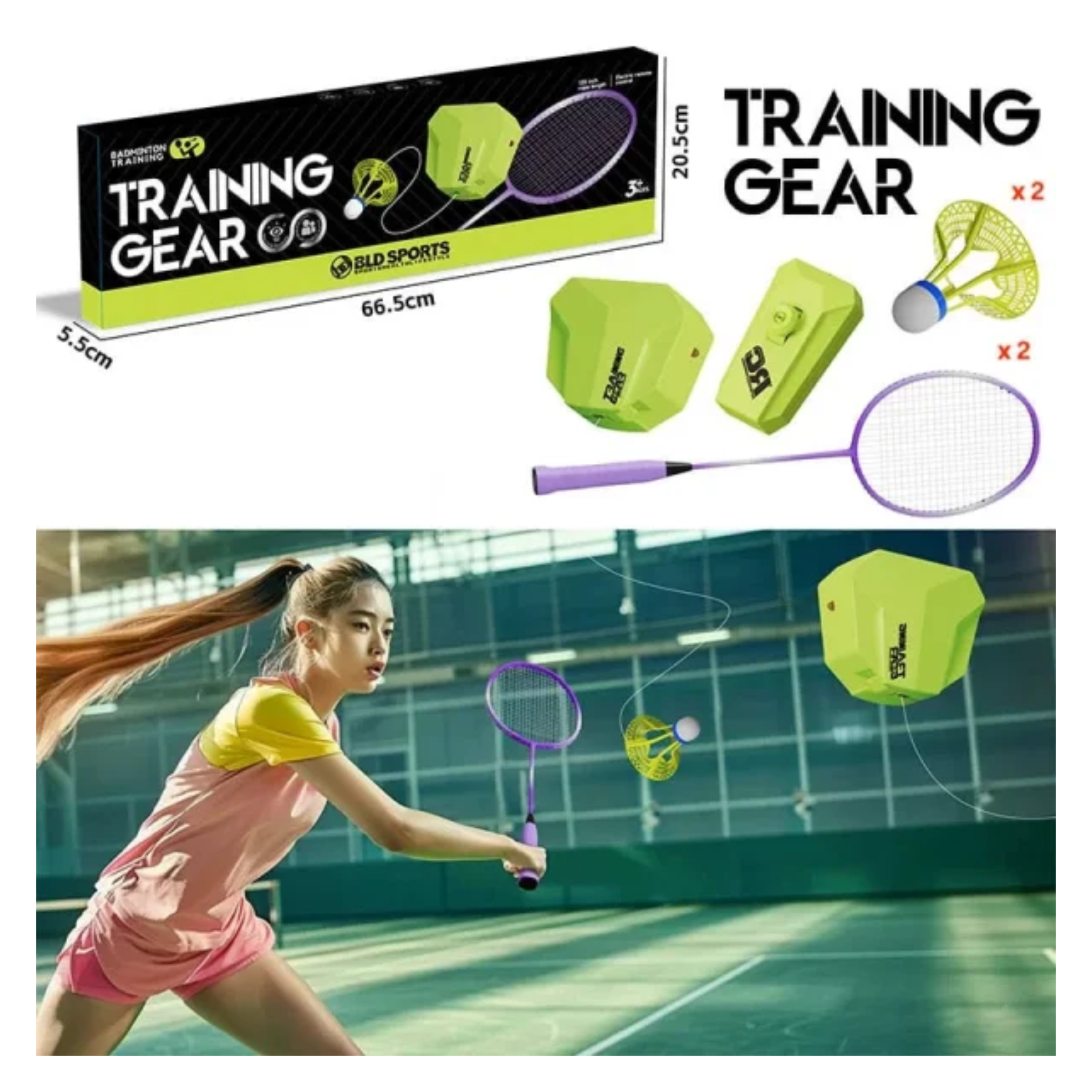 BLD Sports Badminton Training Gear Set with Rackets