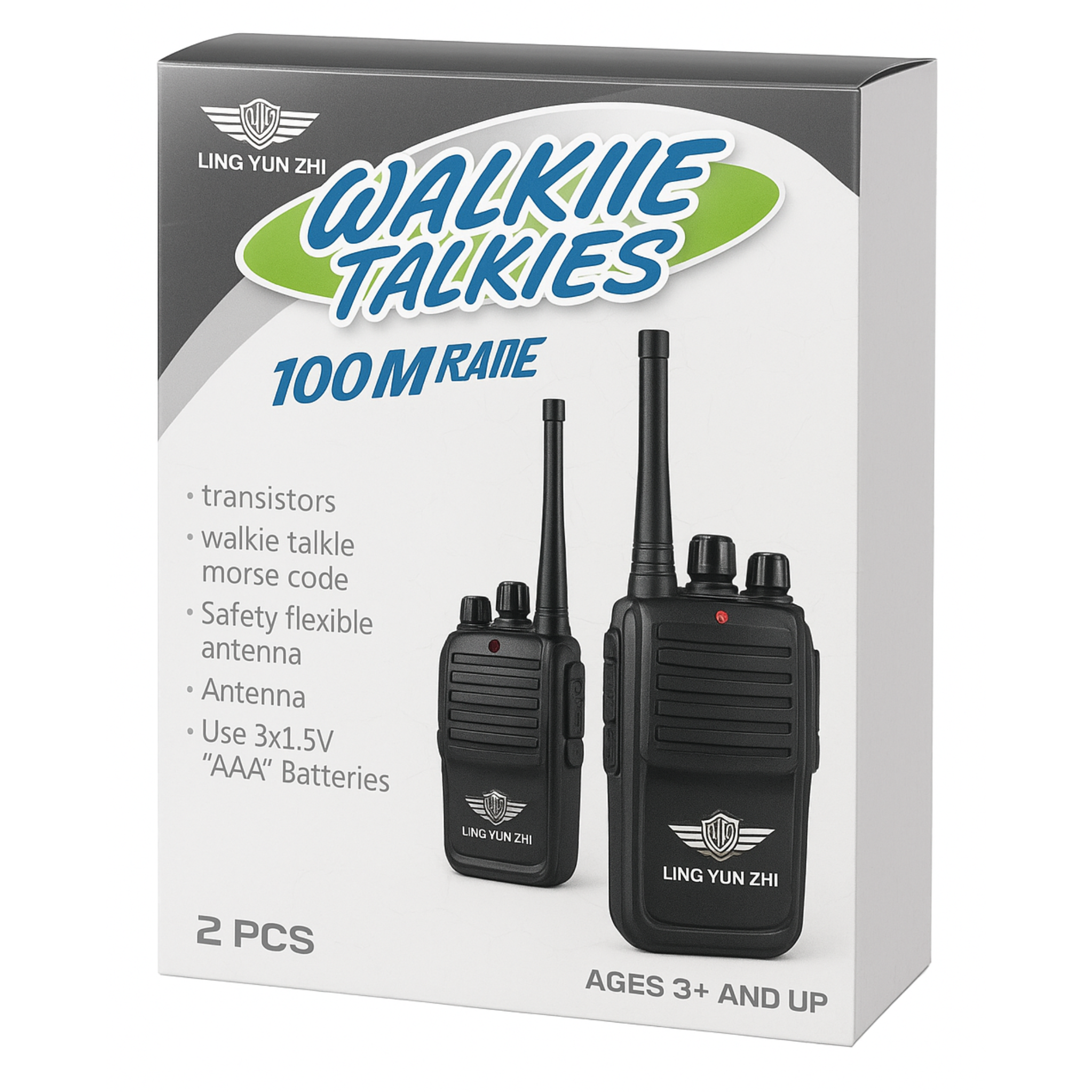 LING YUN ZHI Kids Walkie Talkies – 100M Range (2 Pcs)