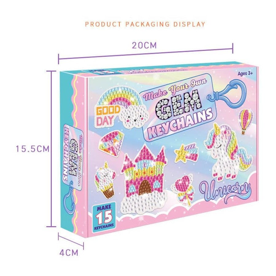 DIY Sparkle Keychains Craft Kit for Kids (Unicorns, Rainbows & Castles)