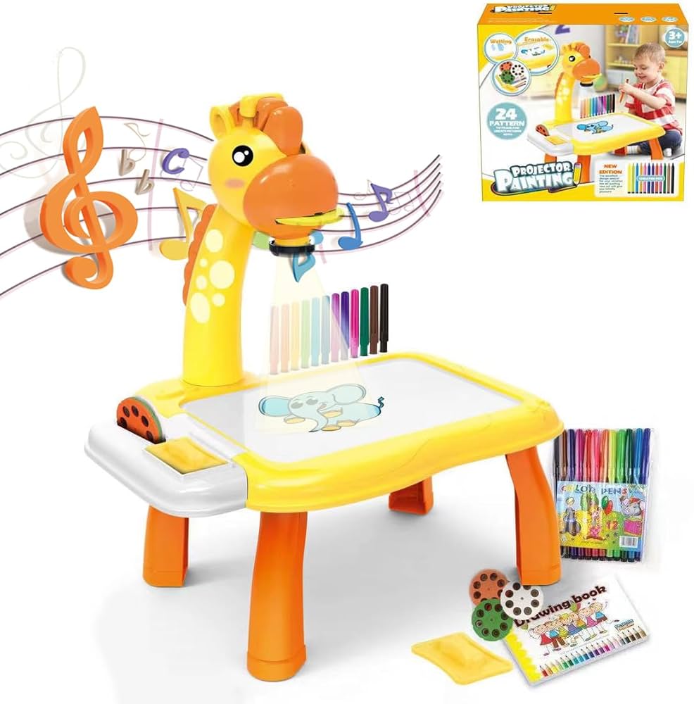 Smart Giraffe Style Projector With Light And Music ( Yellow )