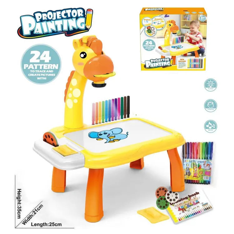 Smart Giraffe Style Projector With Light And Music ( Yellow )