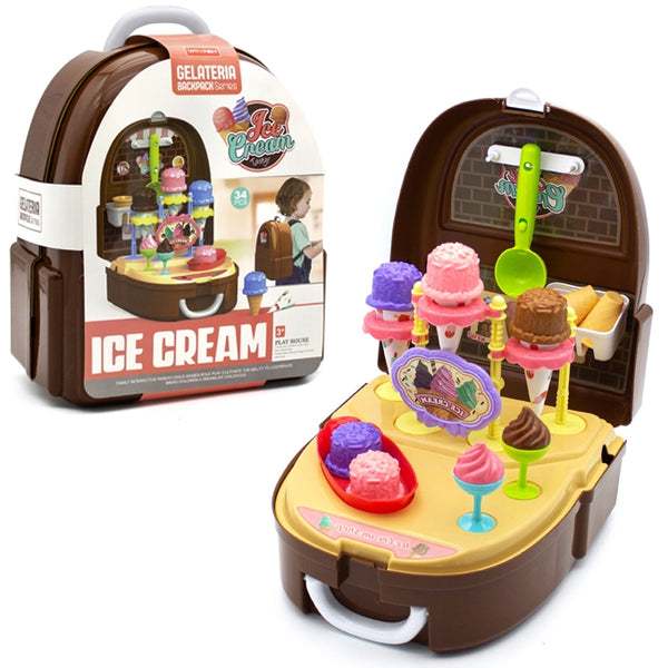 Ice Cream Gelateria Backpack for Kids – 34 Pieces Set – Ice Cream Play House